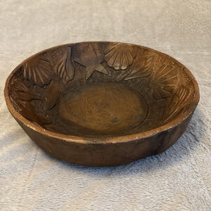 Pottery Barn Wooden Bowl Coastal Luxury Beach Style Natural Boho